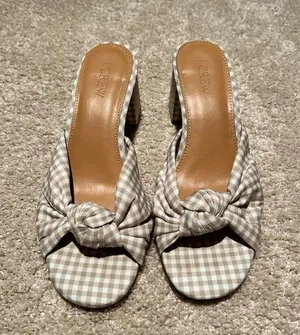 J Crew checkered knot block heel sandals size 7 thumbnail 1