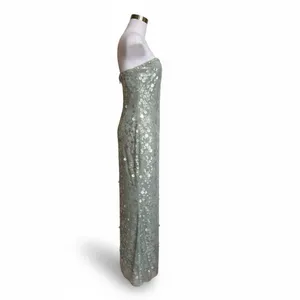 STAUD Casey Strapless Sequin Maxi Dress Mist Green Size 12 thumbnail 6