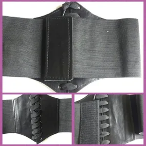 NEW Black Faux Leather Lace-Up Corset Waist Belt Goth Witch Halloween Costume Outfit thumbnail 7