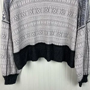NEW Free People At The Lodge Pullover Top Size XS Grey Frost Combo Fair Isle Ski thumbnail 5