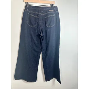 CIDER Womens Dark Indigo Mid Waist Wide Leg Denim Jeans Trousers Baggy Retro 90s thumbnail 5