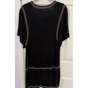 Garnet Hill Tunic Dress 100% Organic Linen Black Embroidered Loose Flowy Boho S thumbnail 4