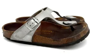 Birkenstock Women's Silver Gizeh Thong Leather Sandals Size 38 / 245 / 7 thumbnail 1