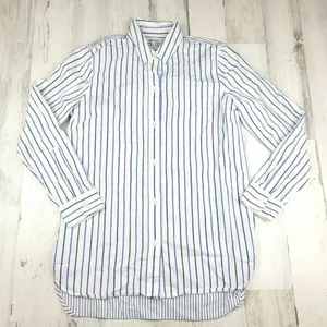 Madewell Ex-Boyfriend Shirt XS Blue White Stripe Button Down Cotton Top thumbnail 2