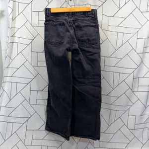 Old Navy‎ Girls 12 High Rise Baggy Wide Leg Paneled Jeans Washed Black Denim thumbnail 2
