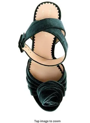 Antonio Melani x Nicola Bathie Emilia Velvet Emerald Green Platform Dress Sandals. thumbnail 2
