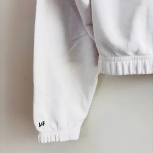 Abercrombie & Fitch Crop oversized Sweatshirt Womens XS White Rainbow Stripe thumbnail 8