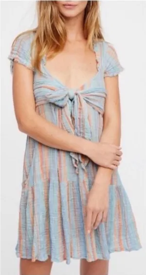 Free People One Maia Wrap Dress Women's Size Small Gauzy‎ Striped Flowy #K13-1 thumbnail 1