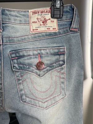 True Religion Joey Low Rise Flap Flare Jeans in Salt Water, size 25. thumbnail 4