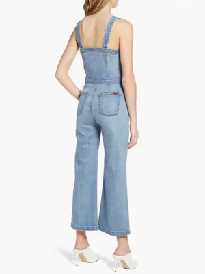 7 For All Mankind Denim Corset Jumpsuit Sweetheart Button Front Medium M thumbnail 8