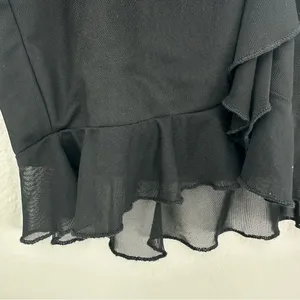 Edikted Black Ruffle Mini Skirt Y2K Sheer Hem thumbnail 3
