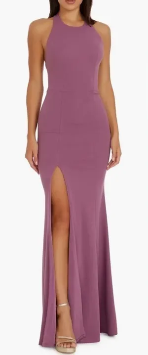 NWOT Dress The Population Paige Halter Neck Mermaid Orchid Purple Gown Sz XL thumbnail 1