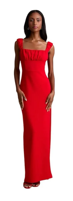 Lulu's Tayla Red Sleeveless Ruched Column Maxi Dress Long Dress Party Size Small thumbnail 1