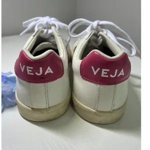 Veja Esplar White Leather Pink Logo Low‎ Top Sneakers Womens Size 9 EUR 40 thumbnail 2