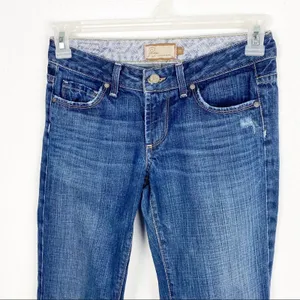 PAIGE Hollywood Hills Distressed Mid Rise Jeans 25 Neutral Casual Concert thumbnail 11
