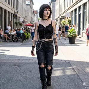 Cider Corset Top Women's Med Black Satin Lace Up Ruffle Cropped Cami Goth Punk thumbnail 9