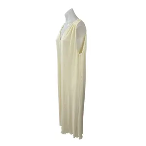 NEW Darling Women's Cream Ribbed V Neck Sleeveless Maxi Straight Slip Dress Sz S thumbnail 3