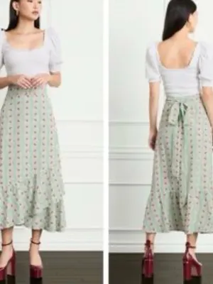 Hill House Sage Green Floral Maxi Skirt thumbnail 2