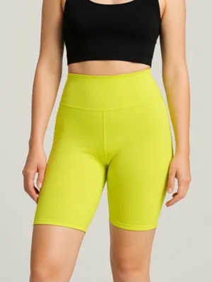 NWT Alice +‎ Olivia AARON NEON YELLOW STRETCH-JERSEY CYCLING SHORTS Size XS thumbnail 1