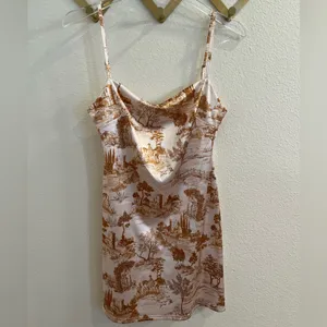 Urban Outfitters Toile Printed Sateen Mini Dress Amber White Large thumbnail 4