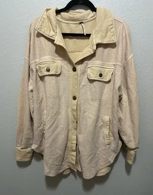 Free People Oversized Fleece Shacket Cream Beige Size Small thumbnail 1