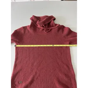 Lauren Ralph Lauren Red Cotton Waffle-Knit Cowl Neck Logo Pullover Sweater Small thumbnail 6