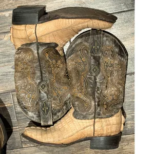 Correcaminos Caiman Belly Exotic Leather Western Cowboy Boots Tan Brown MEX 27.5 thumbnail 3