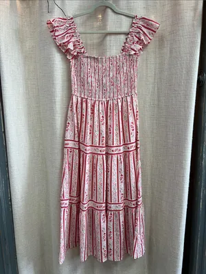 Blu Pepper Stripe Floral Pattern Smocked Tiered Midi Dress Last One Size Small thumbnail 5