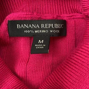 Banana Republic 100% Wool Pink Long Sleeve Ribbed Knit Turtleneck Sweater M thumbnail 4