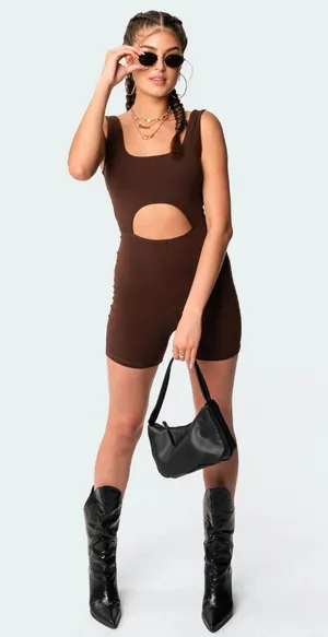 Brown shorts playsuit Edikted  thumbnail 1