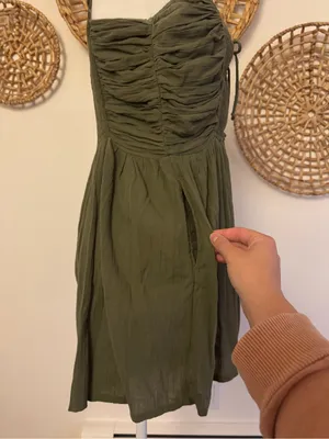 Olive Green Smocked Tie thumbnail 3