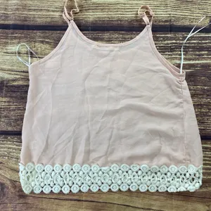 Liberty Love Spaghetti Tank Top Women’s Medium Pink White Lace 100% Polyester thumbnail 7