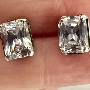 Sterling Silver & CZ Stud Earrings Silver thumbnail 10