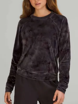Lululemon Interstellar Dark Gray Multi Velour Warm Down Crew Size 8 thumbnail 1