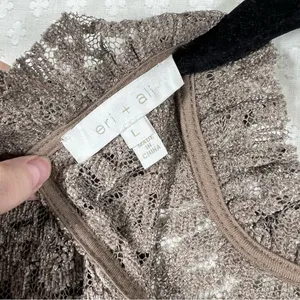 Anthropologie Eri + Ali Women‎ Top Sz L Brown Floral Eyelet Velvet Mock Neck thumbnail 5