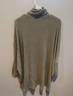We The Free Heather Gray Oversized Turtleneck Batwing Top thumbnail 2