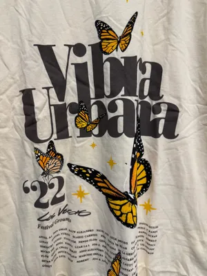Vibra Urbana 2022 Butterfly Tee Light Yellow Size L NEW Festival Grounds thumbnail 4
