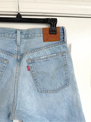 Levi’s 501 Mid Thigh Jean Denim Shorts Light Blue Raw Hem 28 thumbnail 3