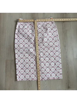 Boden EUC Women's Geo Lattice Print Cream Orange Pencil Skirt Size 8L thumbnail 3