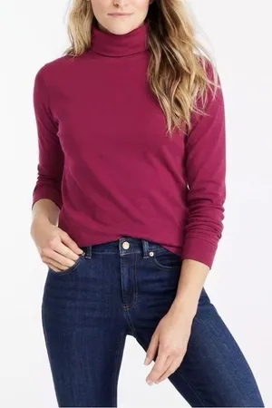 L.L. Bean Women’s 100% Cotton Interlock Turtleneck Top Shirt size M thumbnail 1