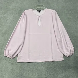 J Crew Shirt Womens Medium Tall Pink Puff Sleeve Satin Back Crepe Office BL712 thumbnail 2