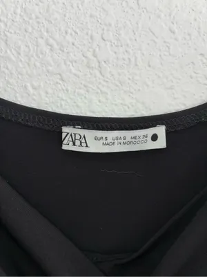 Zara Black Ruched Spaghetti-Strap Cami thumbnail 4