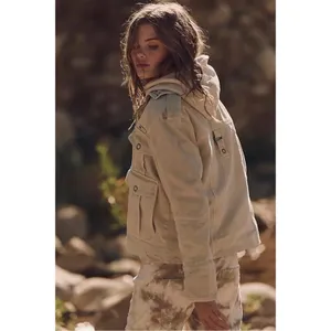 Free People Bohemian Kali Washed Utility Military Canvas Jacket Neutral Medium thumbnail 9