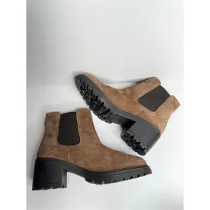 GEOX‎ Leather Boots Size 9.5 Brown Ankle Chelsea Pull On Block Heel Booties NEW thumbnail 7