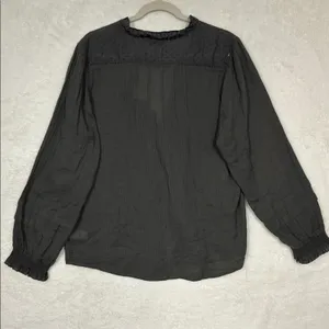 Faherty Button Shirt Top Willa Ruffle Gray Blouse Organic Cotton Size XL NWT NEW thumbnail 5