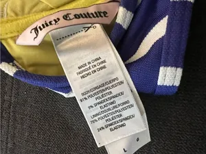 Y2K Juicy Couture Striped Blue & White Bikini Top with Yellow Straps Size Large thumbnail 10