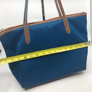 COACH Large Blue Brown Fabric Shoppers Tote thumbnail 2