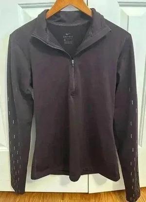 Nike Pro Warm Dri Fit Purple Quarter Zip Up Long Sleeve Shirt size Medium thumbnail 1