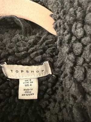 Topshop Black Corduroy Teddy Jacket with Sherpa Collar thumbnail 2