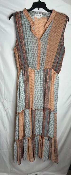 Molly Bracken Patchwork Maxi Dress Size L maxi multicolor sleeveless thumbnail 1